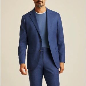 BONOBOS Size 44R Finest Italian Wool Suit Jacket Athletic Fit MARZOTTO MiniPlaid